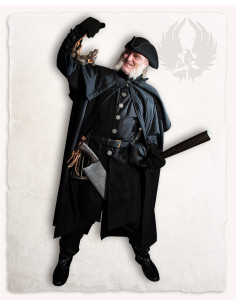 Cape médiévale col haut modèle Bron - noir 2