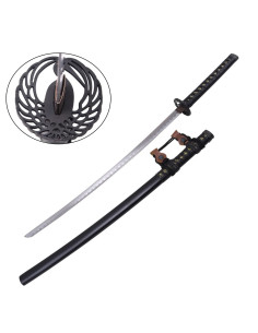 Katana ornemental tsuba de type aile avec fourreau