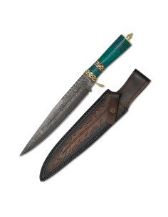 Couteau de sport en acier Damas avec pointe brise-vitre...