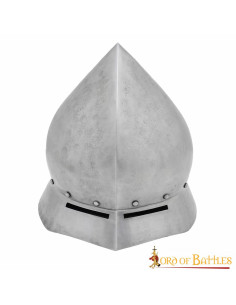 Casque médiéval, type théière, finition ancienne, XVe siècle