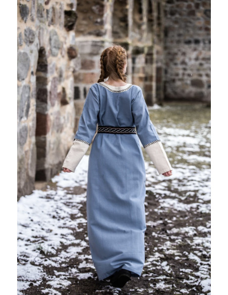 Robe longue viking Freya, couleur bleue