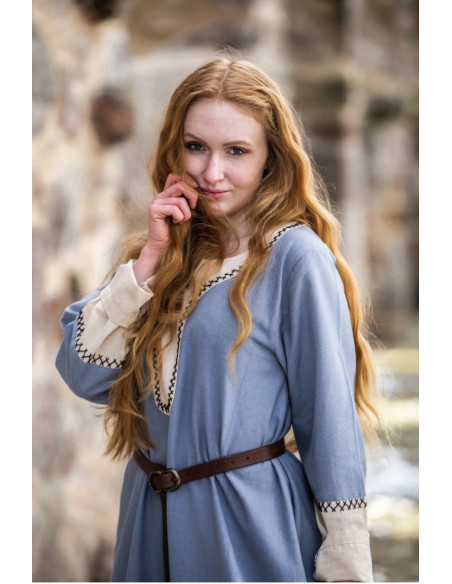 Robe longue viking Freya, couleur bleue