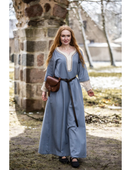 Robe longue viking Freya, couleur bleue