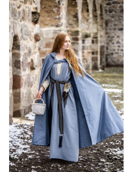 Robe longue viking Freya, couleur bleue