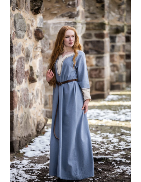 Robe longue viking Freya, couleur bleue