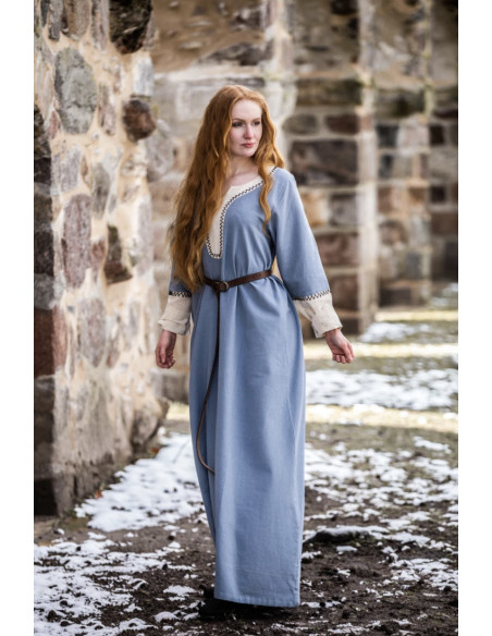 Robe longue viking Freya, couleur bleue