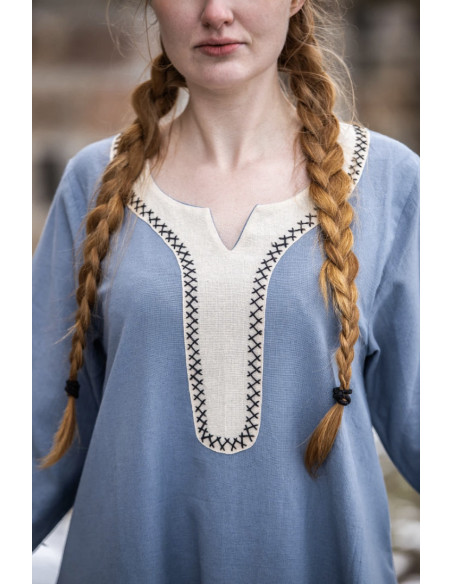 Robe longue viking Freya, couleur bleue