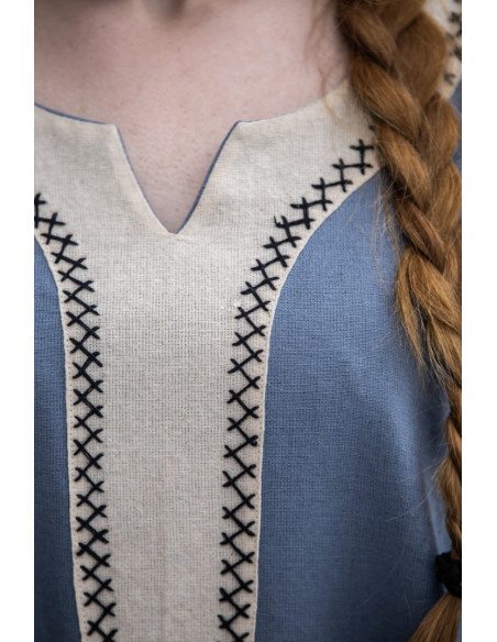Robe longue viking Freya, couleur bleue