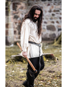 Chemise médiévale modèle Ulrich, couleur blanc naturel