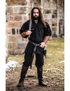 Chemise médiévale modèle Ulrich, couleur noire