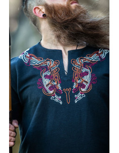 Tunique Snorri Viking avec broderie à la main de style...