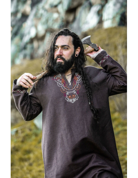 Tunique viking avec broderie Freki,...
