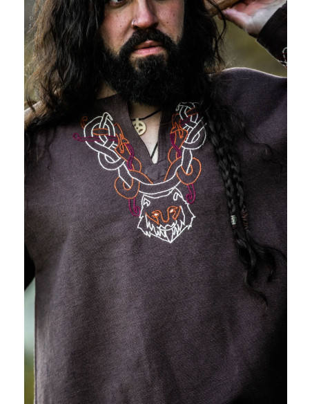 Tunique viking avec broderie Freki,...