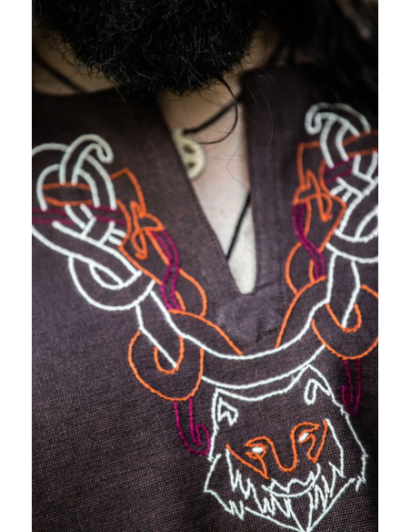 Tunique viking avec broderie Freki,...