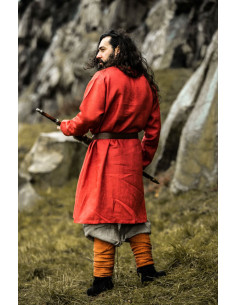 Tunique Viking en Lin Halvar Rouge 2