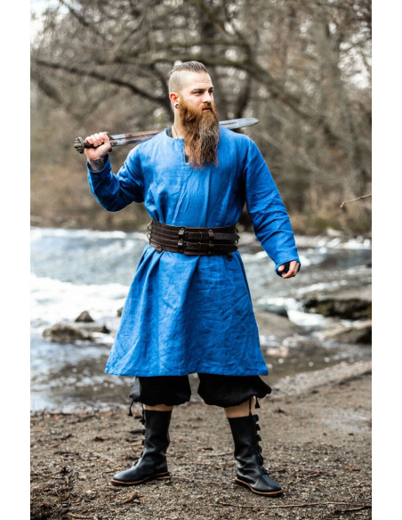 Tunique Viking en Lin Halvar Bleu Tunique Viking en Lin Halvar Bleu