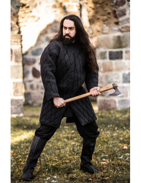 Gambison médiéval capitonné noir, Nils