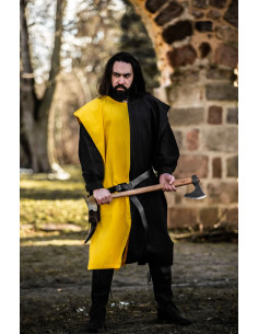 Tunique médiévale Frojoerick bipart, noir-jaune