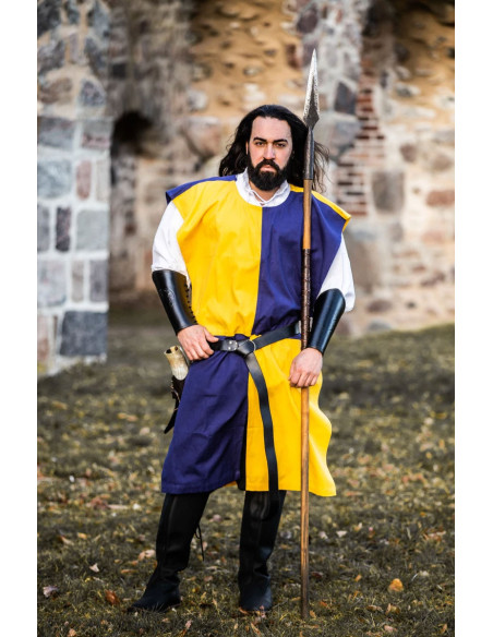 Échiquier Tunique Médiévale, jaune-bleu