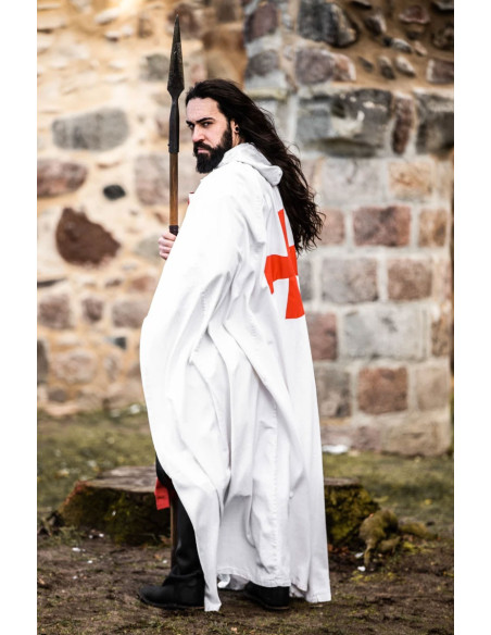 Cape templière blanche avec croix...