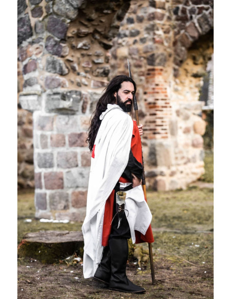 Cape templière blanche avec croix...