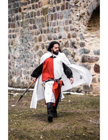 Cape templière blanche avec croix...