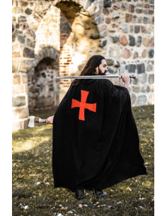 Cape des Templiers modèle Arnulf, noir-rouge