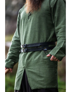 Ceinture Viking en cuir double modèle Ubbe, noir