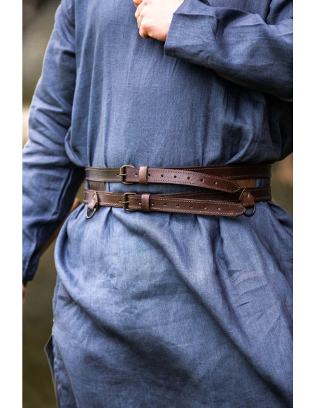 Ceinture Viking double en cuir,...