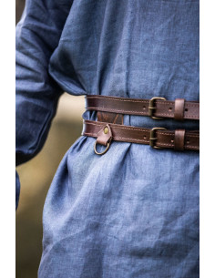 Ceinture Viking double en cuir, modèle Ubbe, marron foncé 2