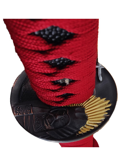 Katana décoratif rouge avec boîte en...