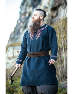 Ceinture double en cuir Viking Axel, marron foncé