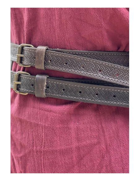 Ceinture double en cuir Viking Axel,...