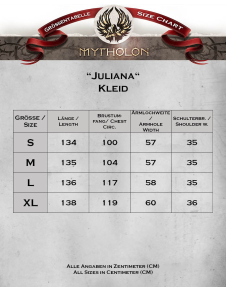 Robe médiévale dame Juliana, couleur...