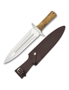 Couteau de chasse aux enchères, manche en bois d'olivier