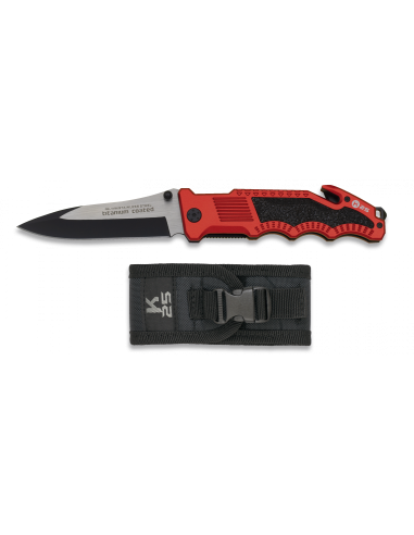 Couteau de sauvetage K25 de sécurité rouge, lame lisse ⚔️ Boutique
