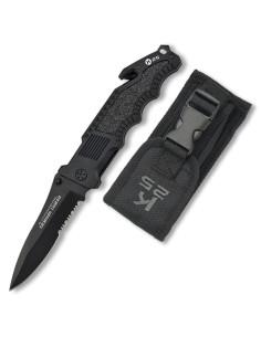 Couteau de sauvetage noir K25, avec étui
