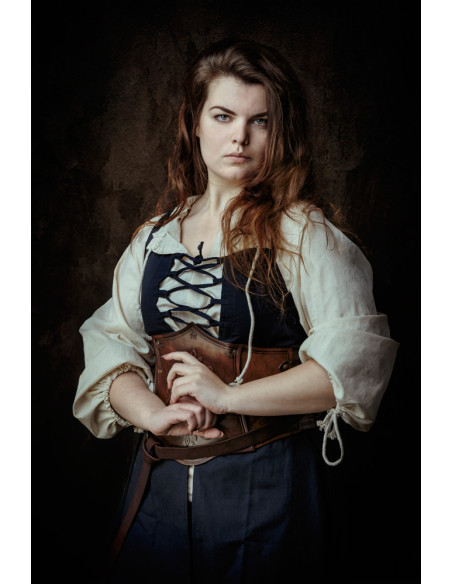 Robe médiévale bleue sans manches...