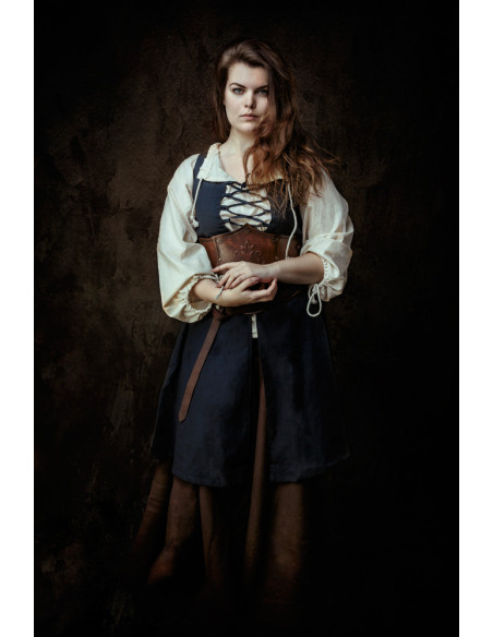 Robe médiévale bleue sans manches...
