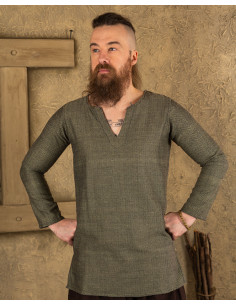 Tunique viking motif chevrons modèle Tronde, vert olive
