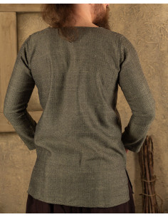 Tunique viking motif chevrons modèle Tronde, vert olive 2