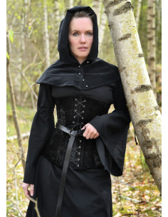 Robe médiévale Burglinde avec manches en trompette - Noir 2