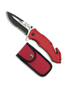 Couteau de sauvetage Albainox rouge, étui assorti