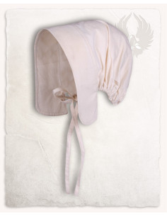Bonnet médiéval modèle Greta, blanc naturel