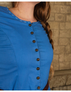 Robe médiévale modèle Elodie, bleu-crème 2