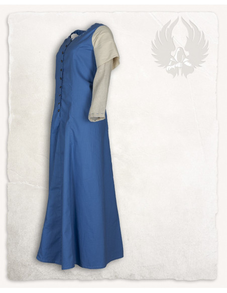Robe médiévale modèle Elodie, bleu-crème
