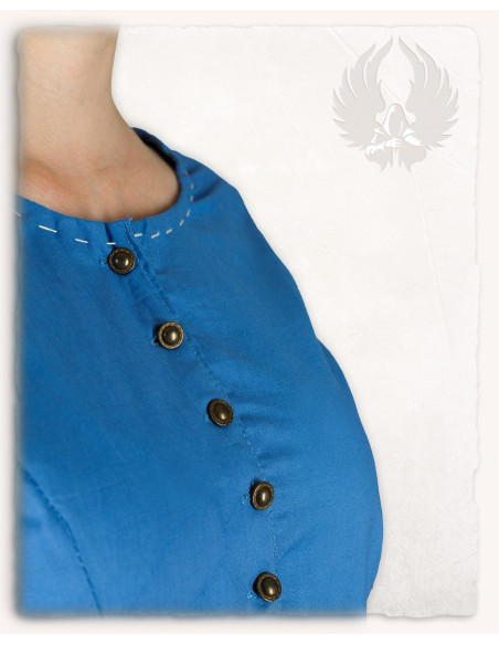 Robe médiévale modèle Elodie, bleu-crème