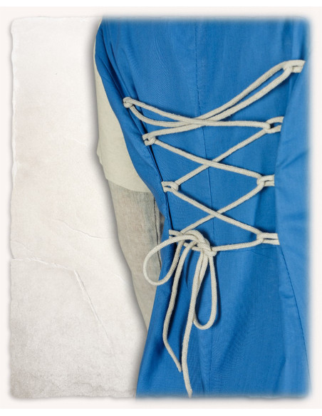 Robe médiévale modèle Elodie, bleu-crème
