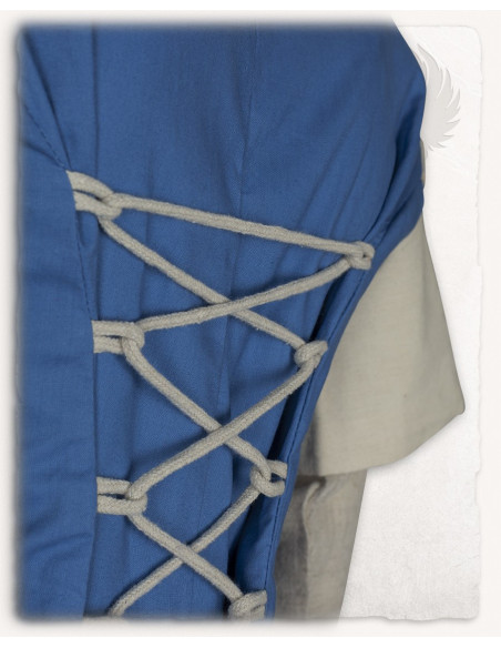 Robe médiévale modèle Elodie, bleu-crème
