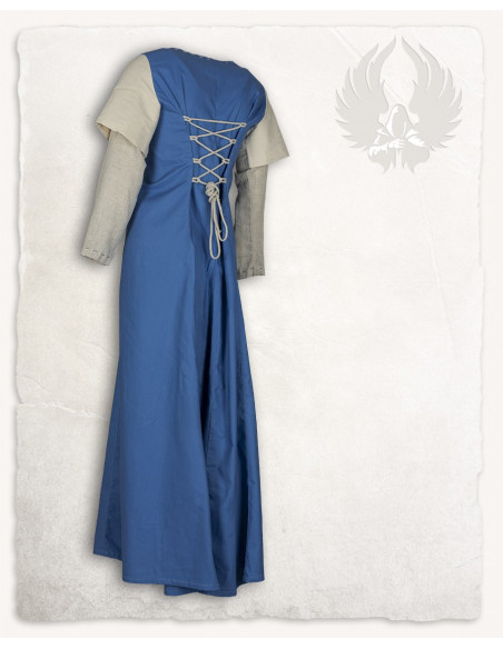 Robe médiévale modèle Elodie, bleu-crème